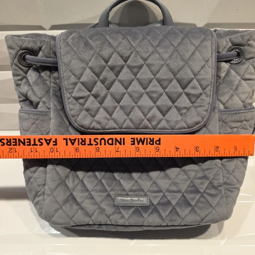 Vera Bradley Drawstring Backpack Solid Gray Velour 10 x 10 x‎ 5